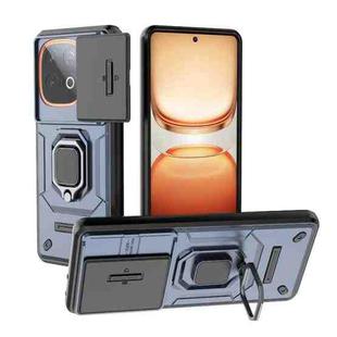 For vivo iQOO Z10 Turbo 5G Sliding Camshield TPU + PC Shockproof Phone Case with Holder(Blue)