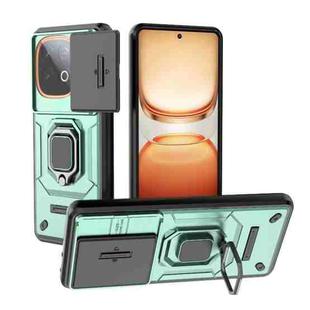 For vivo iQOO Z10 Turbo 5G Sliding Camshield TPU + PC Shockproof Phone Case with Holder(Green)