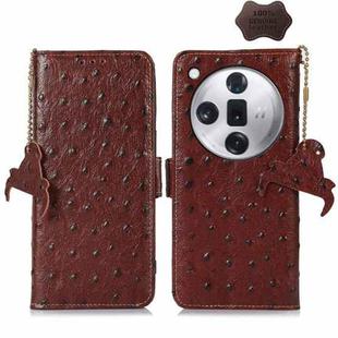 For OPPO Find X7 Pro / Find X7 Ultra Ostrich Pattern Genuine Leather RFID Phone Case(Coffee)