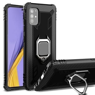 For Samsung Galaxy A51 (5G) Carbon Fiber Protective Case with 360 Degree Rotating Ring Holder(Black)