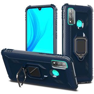 For Huawei P Smart 2020 Carbon Fiber Protective Case with 360 Degree Rotating Ring Holder(Blue)