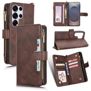 For Samsung Galaxy S25 Ultra 5G Litchi Texture Zipper Leather Phone Case(Brown)