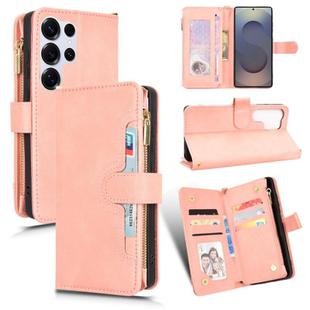 For Samsung Galaxy S25 Ultra 5G Litchi Texture Zipper Leather Phone Case(Pink)