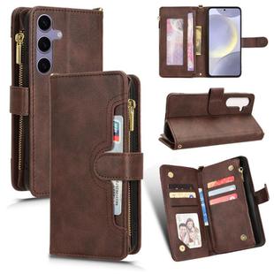 For Samsung Galaxy S25+ 5G Litchi Texture Zipper Leather Phone Case(Brown)