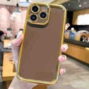 For iPhone 11 Pro Max Plating Emery PC Hybrid Silicone Phone Case(Brown)