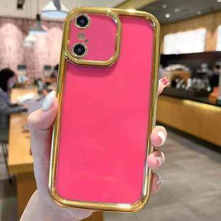 For iPhone X / XS Plating Emery PC Hybrid Silicone Phone Case(Rose Red)