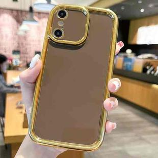 For iPhone XS Max Plating Emery PC Hybrid Silicone Phone Case(Brown)