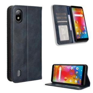 For Boost Mobile Bounce 4G Magnetic Buckle Retro Texture Leather Phone Case(Blue)