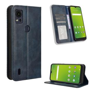 For Cricket Icon5 Magnetic Buckle Retro Texture Leather Phone Case(Blue)