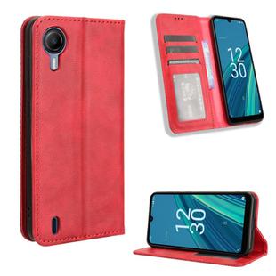 For Cricket Debut S2 U380AC Magnetic Buckle Retro Texture Leather Phone Case(Red)