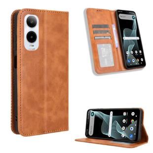 For Cricket Icon 6  Magnetic Buckle Retro Texture Leather Phone Case(Brown)