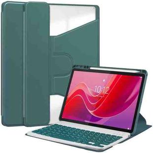 For Lenovo Tab M11/Xiaoxin Pad 11 2024 360 Rotation Transparent Smart Leather Case with Keyboard(Dark Green)