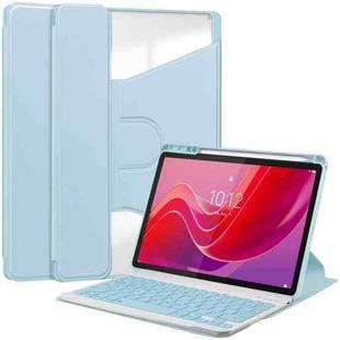 For Lenovo Tab M11/Xiaoxin Pad 11 2024 360 Rotation Transparent Smart Leather Case with Keyboard(Sky Blue)