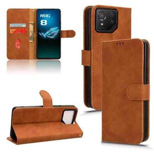 For ASUS ROG Phone 8 Pro Skin Feel Magnetic Flip Leather Phone Case(Brown)