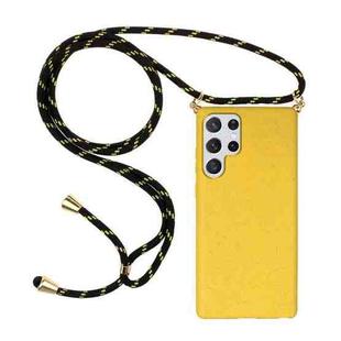 For Samsung Galaxy S24 Ultra 5G Wheat Straw Material + TPU Phone Case with Lanyard(Yellow)