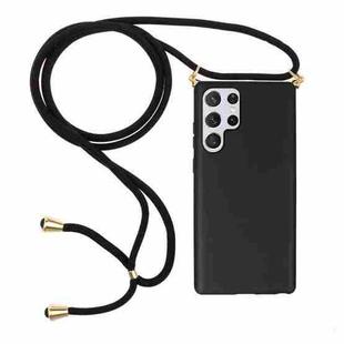 For Samsung Galaxy S24 Ultra 5G Wheat Straw Material + TPU Phone Case with Lanyard(Black)