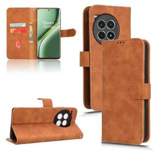 For OnePlus Ace 3 Pro Skin Feel Magnetic Flip Leather Phone Case(Brown)