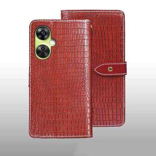 For OnePlus Nord CE 3 Lite idewei Crocodile Texture Leather Phone Case(Red)