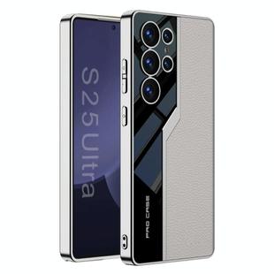 For Samsung Galaxy S25 Ultra 5G GKK Plating TPU + Leather Supercar Full Coverage Phone Case(Grey)