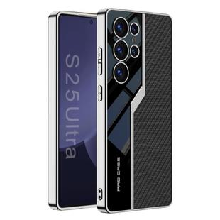 For Samsung Galaxy S25 Ultra 5G GKK Plating TPU + Leather Supercar Full Coverage Phone Case(Carbon Fiber)