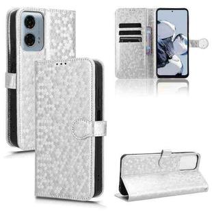 For Motorola Moto G Power 5G 2024 Honeycomb Dot Texture Leather Phone Case(Silver)