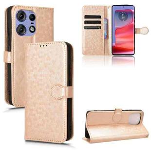 For Motorola Edge 50 Pro Honeycomb Dot Texture Leather Phone Case(Gold)