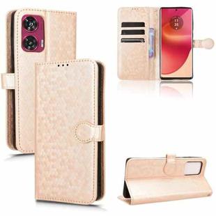 For Motorola Edge 50 Fusion Honeycomb Dot Texture Leather Phone Case(Gold)