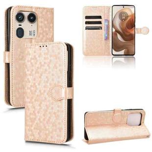 For Motorola Edge 50 Ultra Honeycomb Dot Texture Leather Phone Case(Gold)