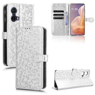 For Motorola Moto G85 5G Honeycomb Dot Texture Leather Phone Case(Silver)