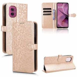 For Motorola Moto G55 5G Honeycomb Dot Texture Leather Phone Case(Gold)