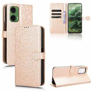 For Motorola Moto G35 5G Honeycomb Dot Texture Leather Phone Case(Gold)