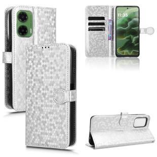 For Motorola Moto G35 5G Honeycomb Dot Texture Leather Phone Case(Silver)