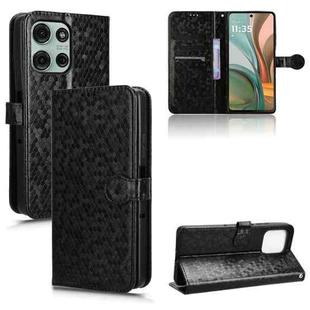 For Motorola Moto G75 5G Honeycomb Dot Texture Leather Phone Case(Black)