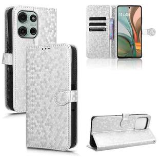 For Motorola Moto G75 5G Honeycomb Dot Texture Leather Phone Case(Silver)