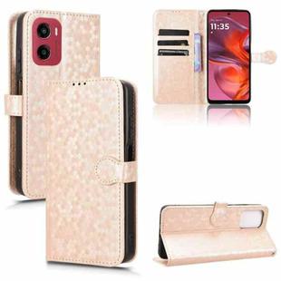 For Motorola Moto G05 / E15 Honeycomb Dot Texture Leather Phone Case(Gold)