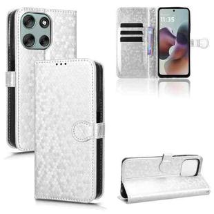 For Motorola Moto G56 5G Honeycomb Dot Texture Leather Phone Case(Silver)