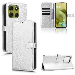 For Motorola Moto G86 5G Honeycomb Dot Texture Leather Phone Case(Silver)