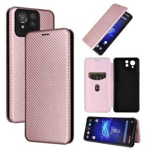 For ASUS ROG Phone 8 Pro Carbon Fiber Texture Flip Leather Phone Case(Pink)