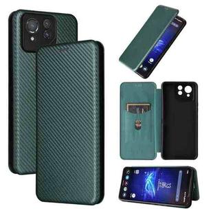 For ASUS ROG Phone 8 Pro Carbon Fiber Texture Flip Leather Phone Case(Green)