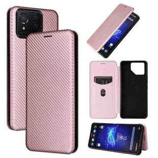 For ASUS ROG Phone 8 Carbon Fiber Texture Flip Leather Phone Case(Pink)