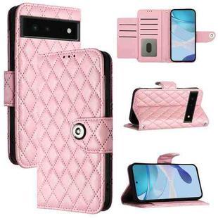 For Google Pixel 6 Rhombic Texture Flip Leather Phone Case with Lanyard(Pink)