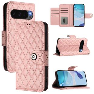 For Google Pixel 10 Pro XL 5G Global Rhombic Texture Flip Leather Phone Case with Lanyard(Coral Pink)