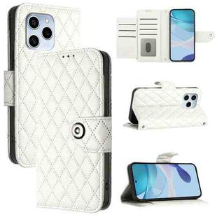 For Honor 60 SE Rhombic Texture Flip Leather Phone Case with Lanyard(White)