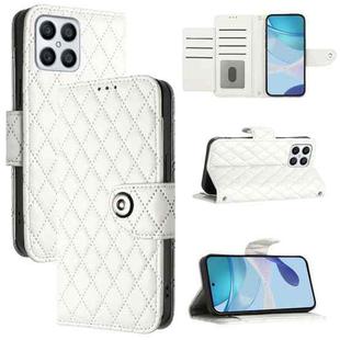 For Honor X8 4G / X30i / Play6T Pro Rhombic Texture Flip Leather Phone Case with Lanyard(White)