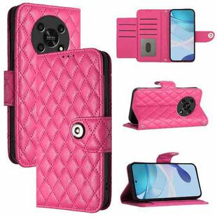 For Honor X30 5G / X9 4G / X9 5G Rhombic Texture Flip Leather Phone Case with Lanyard(Rose Red)
