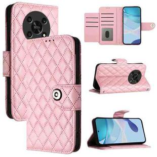 For Honor X30 5G / X9 4G / X9 5G Rhombic Texture Flip Leather Phone Case with Lanyard(Pink)