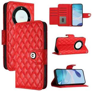 For Honor X40 / X9a / Magic5 Lite Rhombic Texture Flip Leather Phone Case with Lanyard(Red)