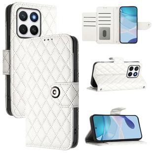 For Honor X8c 4G Global Rhombic Texture Flip Leather Phone Case with Lanyard(White)