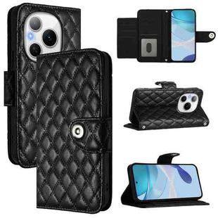 For Honor Power 5G Rhombic Texture Flip Leather Phone Case with Lanyard(Black)