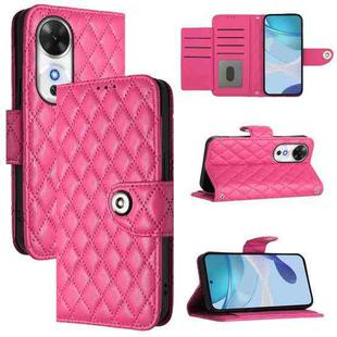 For Honor Play 60 5G Rhombic Texture Flip Leather Phone Case with Lanyard(Rose Red)